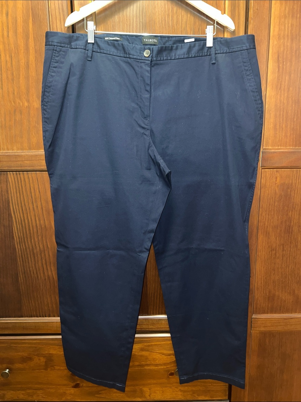 Talbots Classic Casual Navy Blue Relaxed Chino Pants Size 20W Stretch Cotton